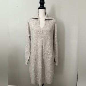 H&M Collared Knit Dress - Light beige melange